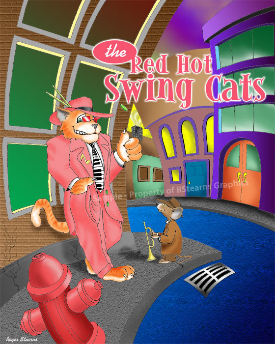 Photoshop colorization of a Illustrator file "Cool Cat"
