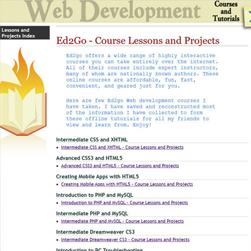Link to: "Web Development Site", educational web site