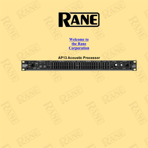 Link to: Electronics equipment "Rane", business web site