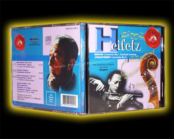 Link to enlarged image of: Music CD Cover design of Classical violinist, "Heifetz"