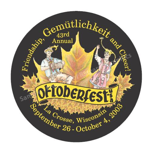 Link to enlarged image of: Festival button design, "Octoberfest 2003"