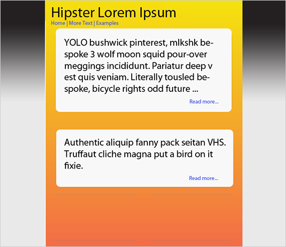 screenshot of website with gray and orange gradients