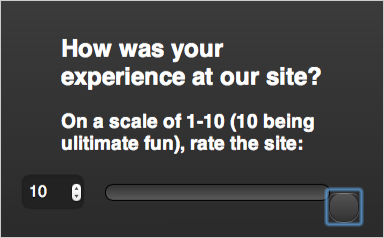 screenshot of mobile-friendly rating scale. It contains a large round slider to change the value from 1 to 10