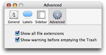 Showing extensions in Mac OS