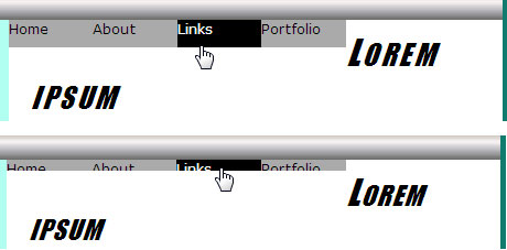 Navbar in Firefox (top) and IE (bottom)