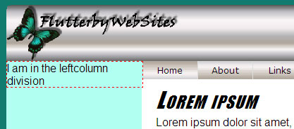 Red dashed border around leftcolumn div