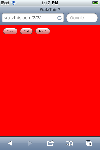 The app displaying a red background.