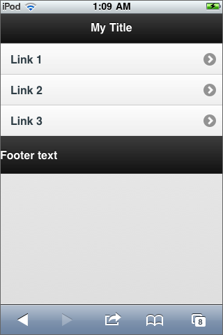 Using JQM’s list view makes links easier to press.