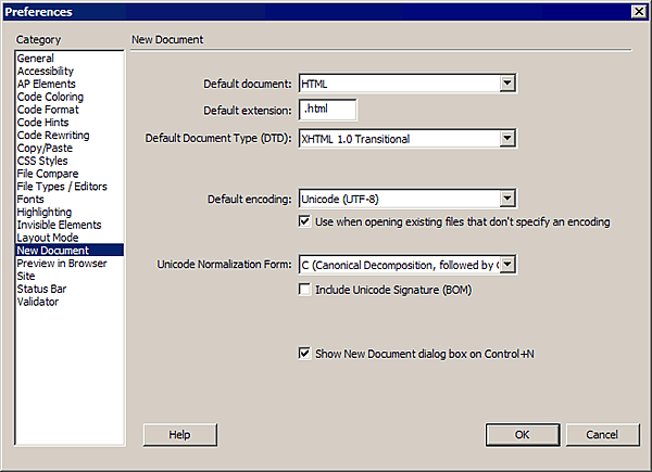 Preferences dialog box