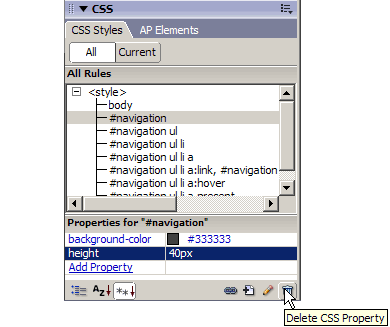 Properties pane