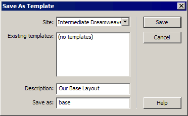 Save As Template dialog box