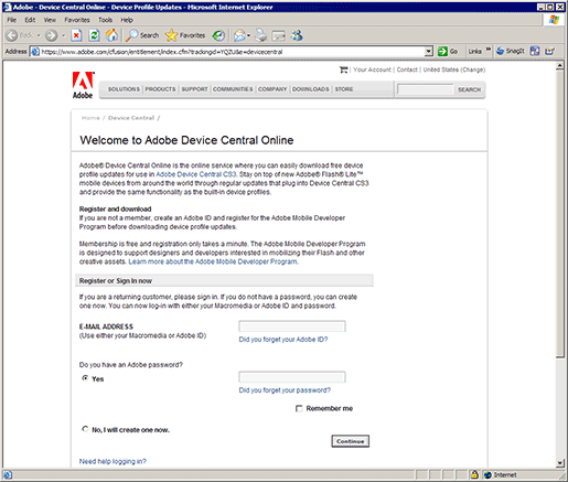 Welcome to Adobe Device Central Online