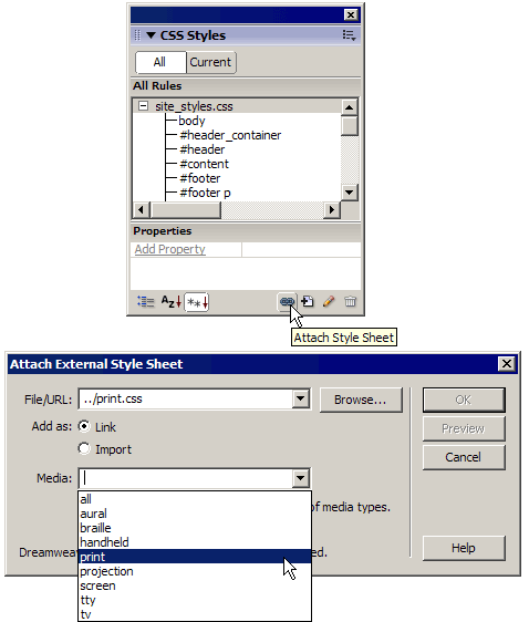 Attach style sheet