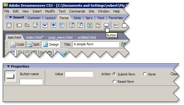 Inserting a button