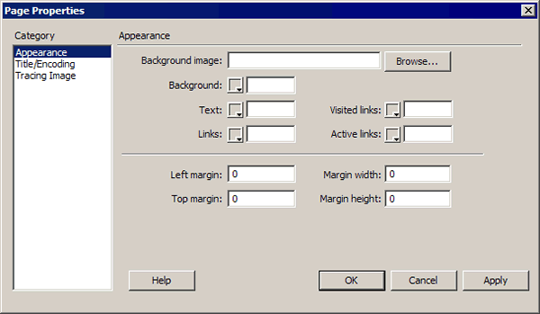 Page properties