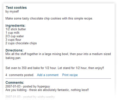 Displaying a recipe and its comments