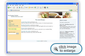The Recipe Center home page listing recipes in the database