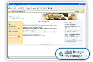 The Recipe Center's home page.