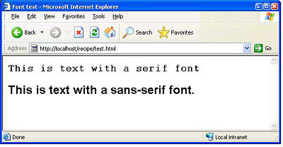 Comparing serif and sans serif fonts on a Web page